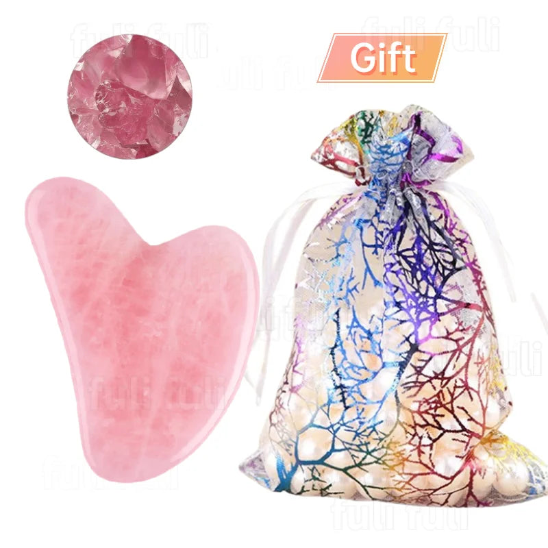 Rosenquarz-Gesichtsmassage-Set „Glow & Flow“ – Jade Roller & Gua Sha für strahlende Haut
