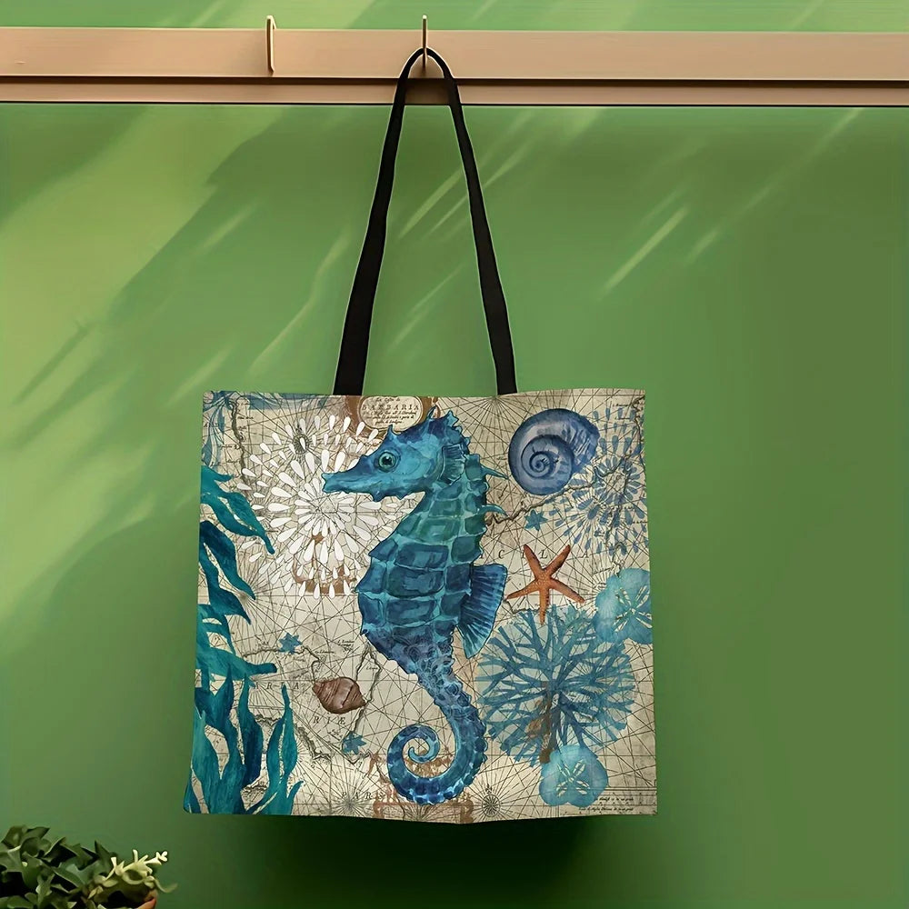 Große Strandtasche mit Tiermotiven – Natur genießen mit Stil Aus Leinen mit viel Stauraum – perfekt für Strand, See oder Picknick