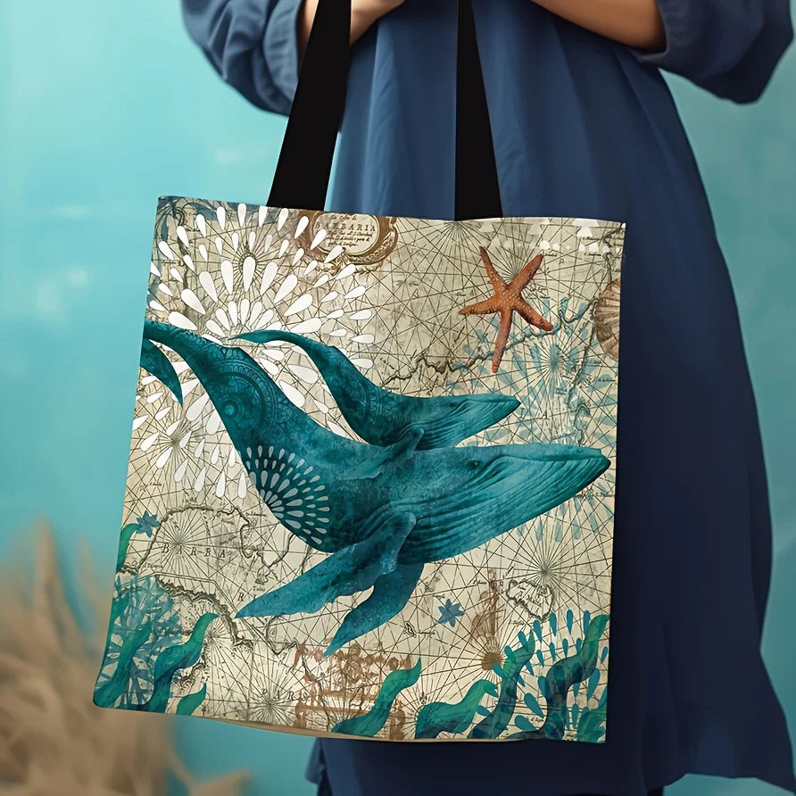 Große Strandtasche mit Tiermotiven – Natur genießen mit Stil Aus Leinen mit viel Stauraum – perfekt für Strand, See oder Picknick