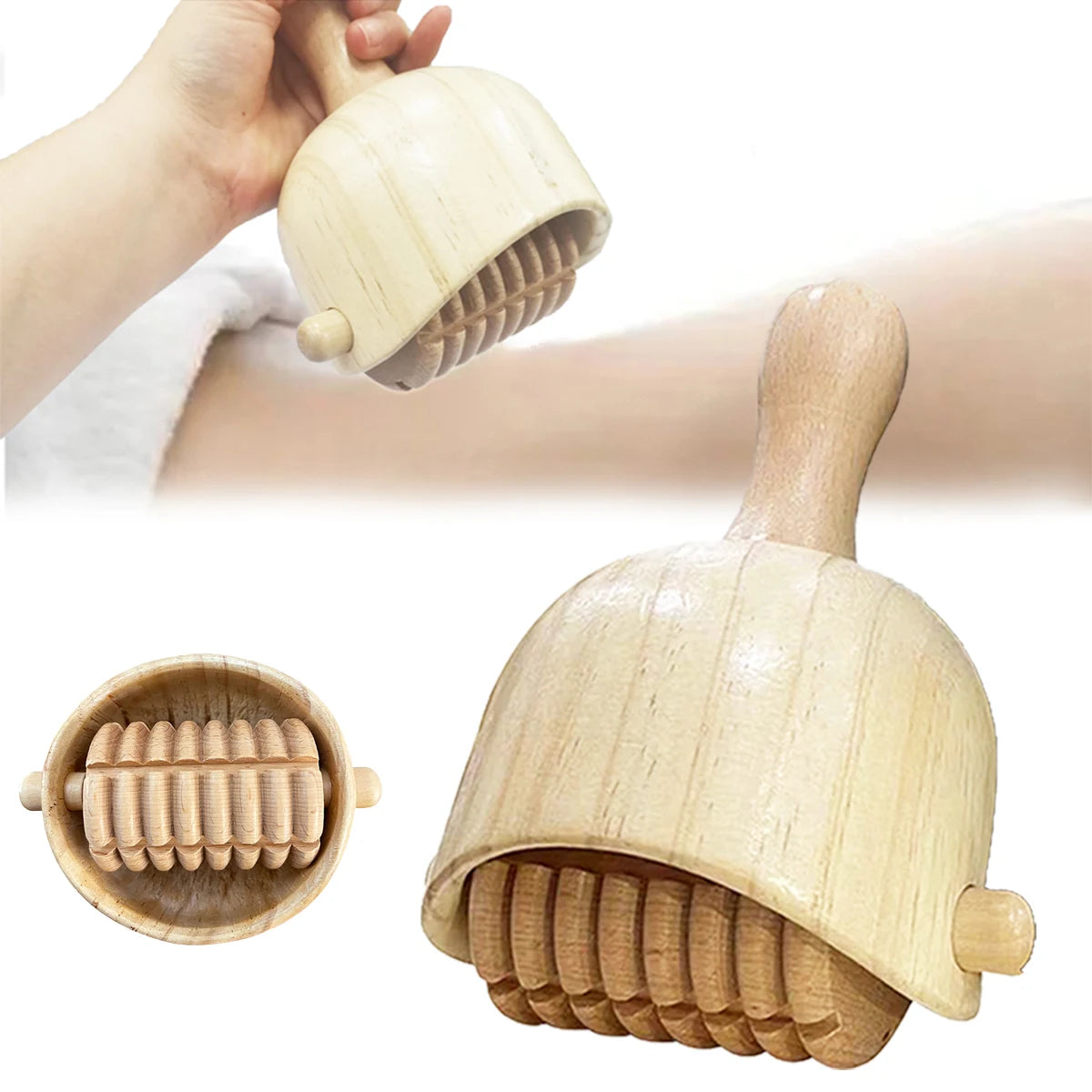 Holz-Massagebecher „Body Sculpt Pro“ – mit integriertem Roller zur Körperformung & Entspannung