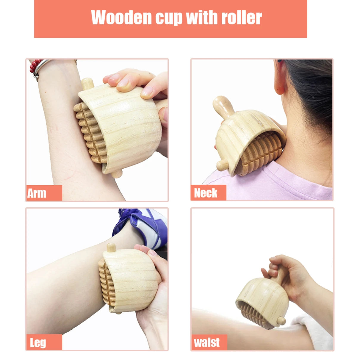 Holz-Massagebecher „Body Sculpt Pro“ – mit integriertem Roller zur Körperformung & Entspannung