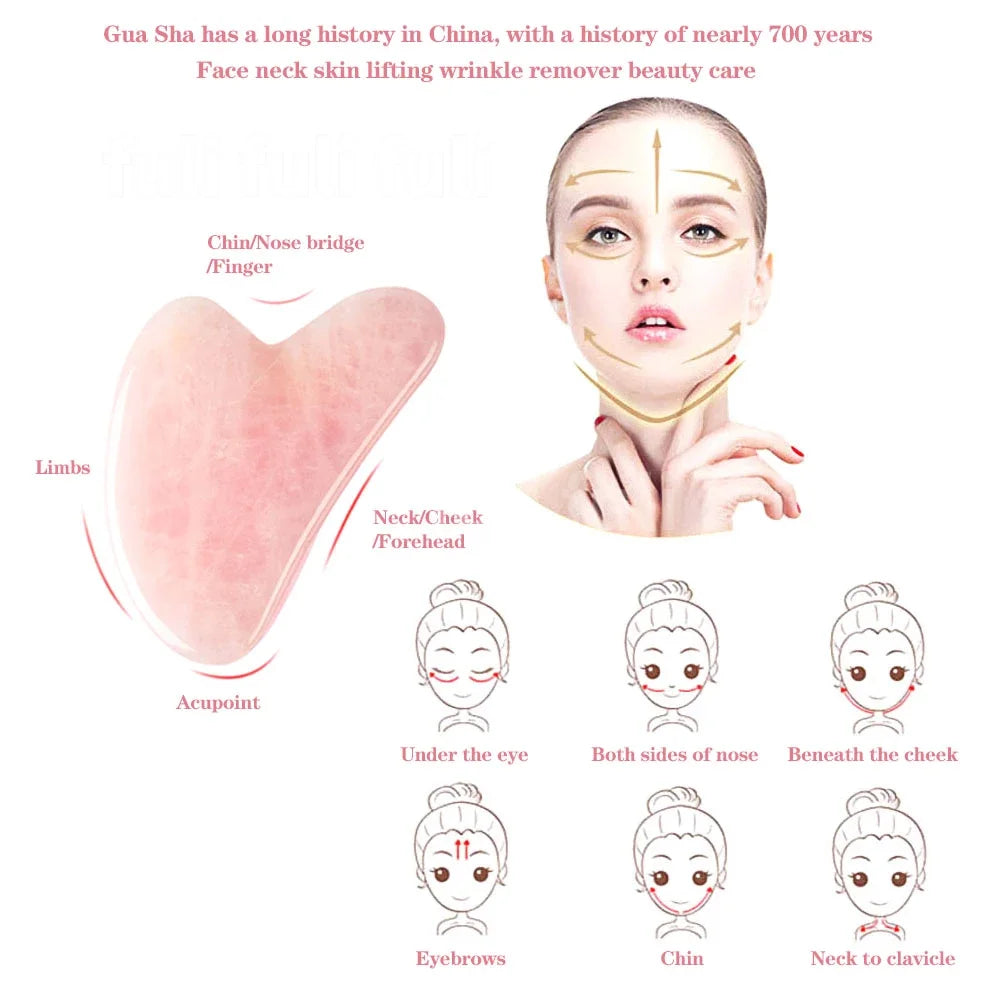 Rosenquarz-Gesichtsmassage-Set „Glow & Flow“ – Jade Roller & Gua Sha für strahlende Haut