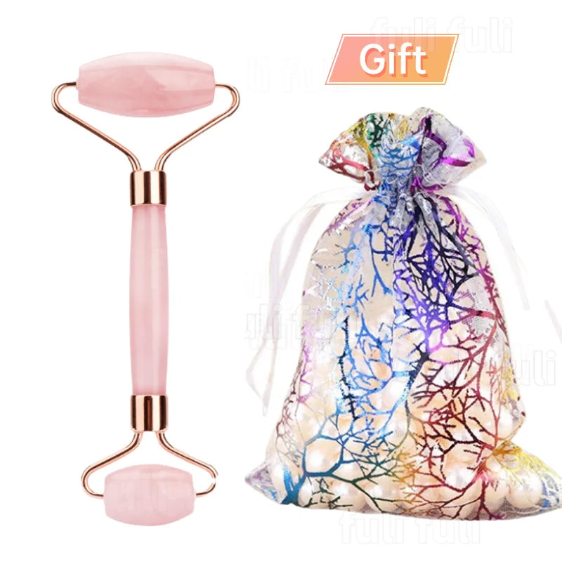 Rosenquarz-Gesichtsmassage-Set „Glow & Flow“ – Jade Roller & Gua Sha für strahlende Haut