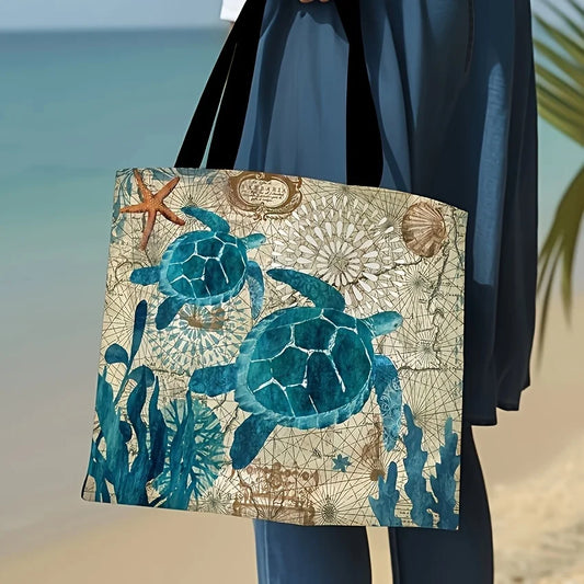 Große Strandtasche mit Tiermotiven – Natur genießen mit Stil Aus Leinen mit viel Stauraum – perfekt für Strand, See oder Picknick