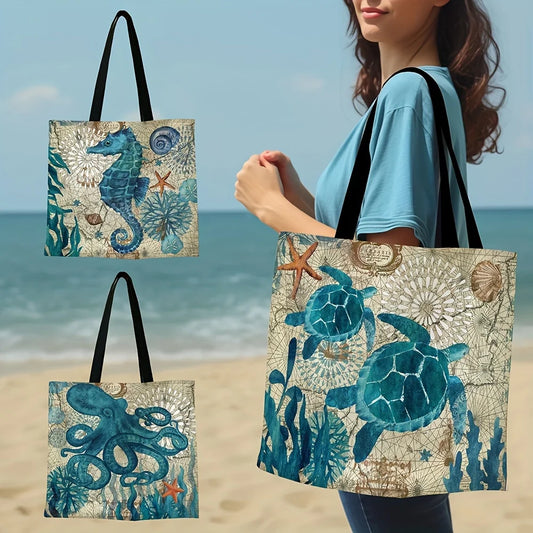 Große Strandtasche mit Tiermotiven – Natur genießen mit Stil Aus Leinen mit viel Stauraum – perfekt für Strand, See oder Picknick