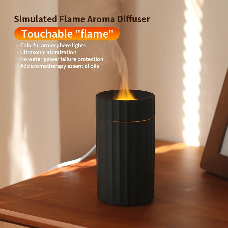 USB Aroma-Diffuser mit Farbflamme – Luftbefeuchter & Duftlampe in einem